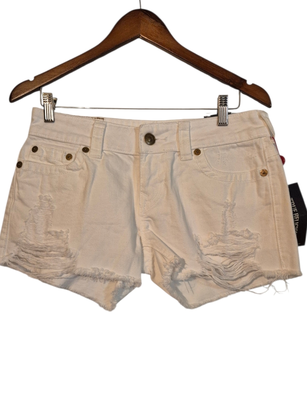 True Religion NWT White Keira Distressed Shorts 28